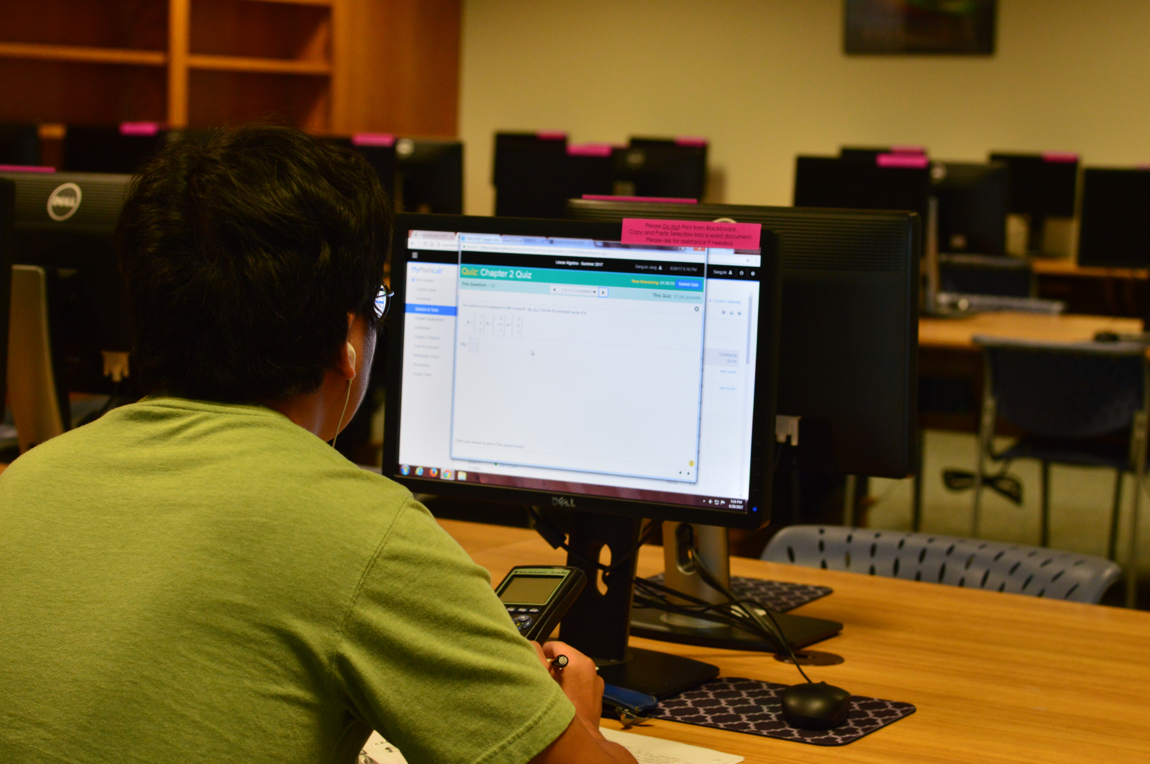 Student at a computer in the multimedia lab