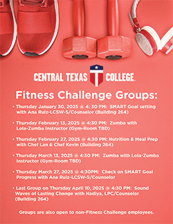 Fitness Challenge flyer showing tennis, weights and head phones