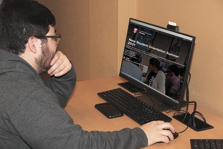 Student working on computer