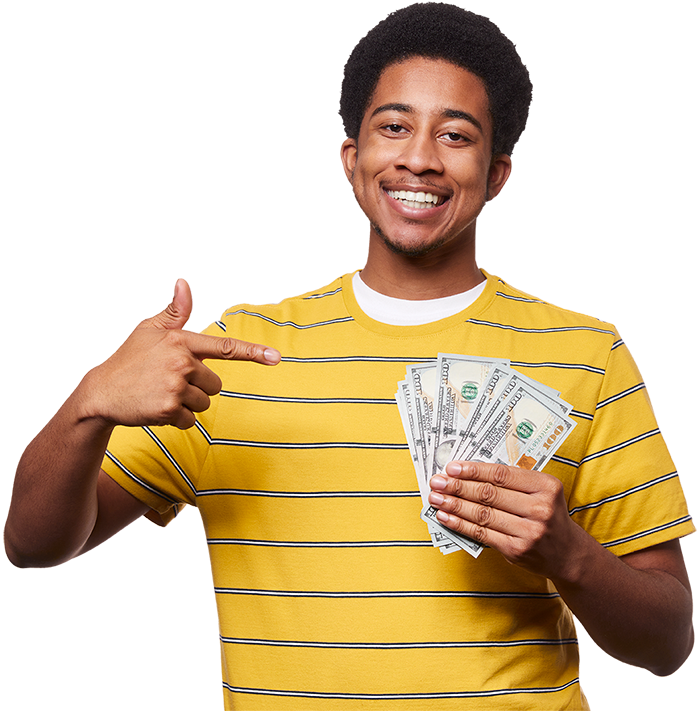 Male holding money